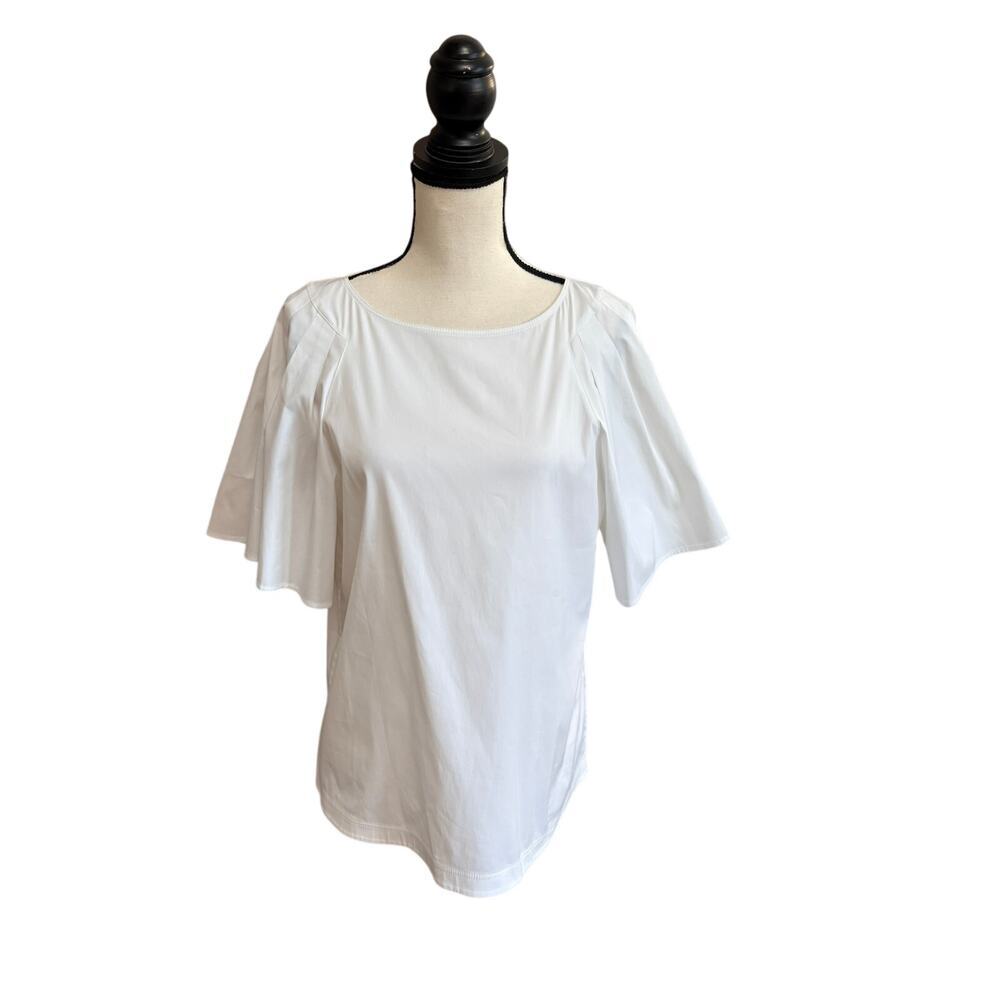 Lafayette 148 New York Women's Small White Flutter Sleeve Top NWT